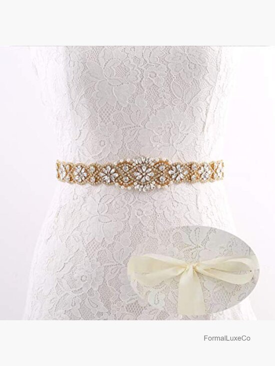 Rhinestone Beaded Sash Organza Bridal Belt Wedding Gown Plus Size Handmade Rhinestone Beaded Sash Organza Bridal Belt for  main image 4